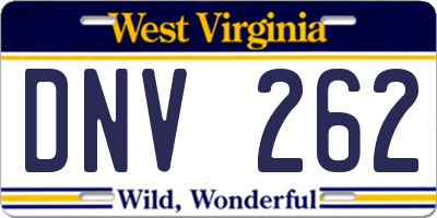 WV license plate DNV262