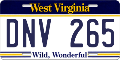 WV license plate DNV265