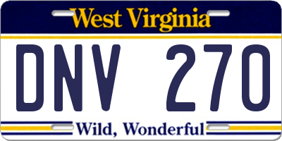 WV license plate DNV270