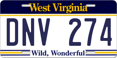 WV license plate DNV274