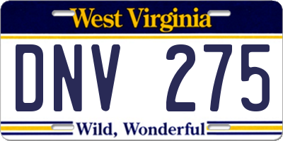 WV license plate DNV275