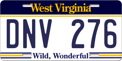 WV license plate DNV276