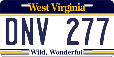 WV license plate DNV277