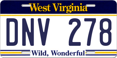 WV license plate DNV278