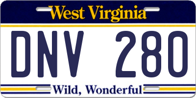 WV license plate DNV280