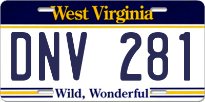 WV license plate DNV281