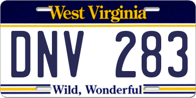 WV license plate DNV283
