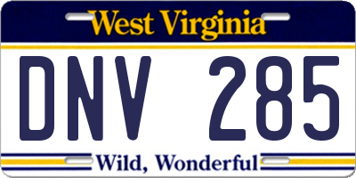 WV license plate DNV285