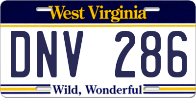 WV license plate DNV286