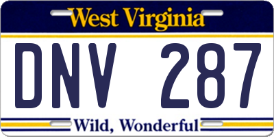 WV license plate DNV287