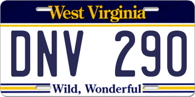 WV license plate DNV290