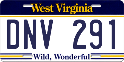 WV license plate DNV291