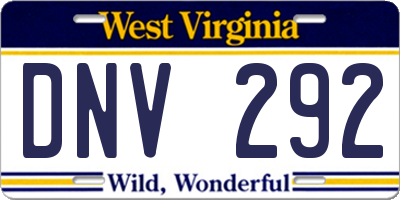 WV license plate DNV292