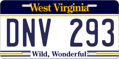 WV license plate DNV293