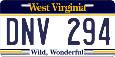 WV license plate DNV294