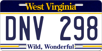WV license plate DNV298