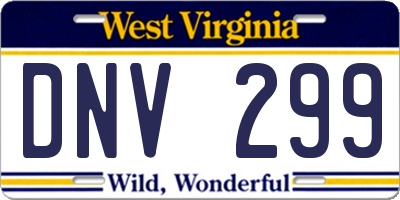 WV license plate DNV299