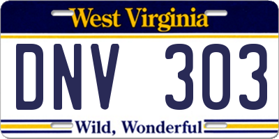 WV license plate DNV303