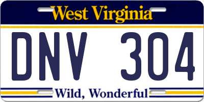 WV license plate DNV304