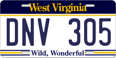 WV license plate DNV305