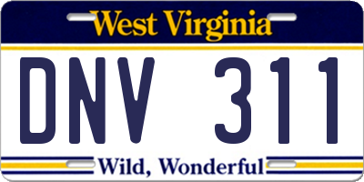 WV license plate DNV311
