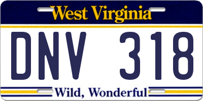 WV license plate DNV318