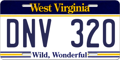 WV license plate DNV320