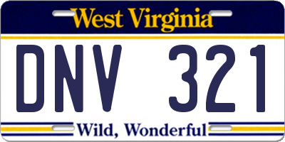 WV license plate DNV321
