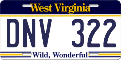 WV license plate DNV322