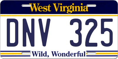 WV license plate DNV325