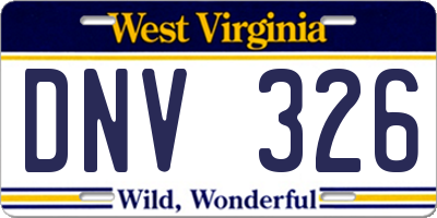WV license plate DNV326