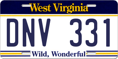 WV license plate DNV331