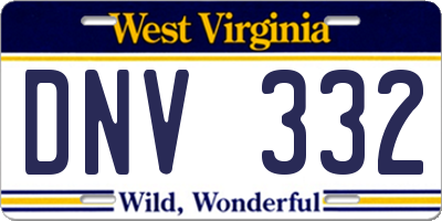 WV license plate DNV332