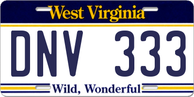 WV license plate DNV333