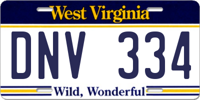 WV license plate DNV334