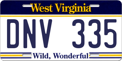 WV license plate DNV335