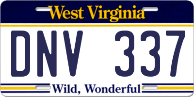 WV license plate DNV337