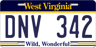 WV license plate DNV342