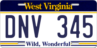 WV license plate DNV345
