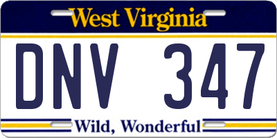WV license plate DNV347