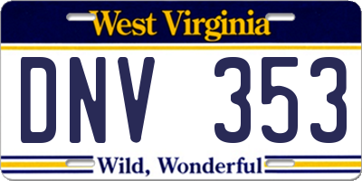 WV license plate DNV353