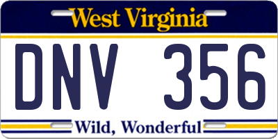 WV license plate DNV356