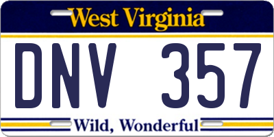 WV license plate DNV357