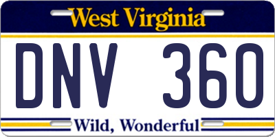 WV license plate DNV360