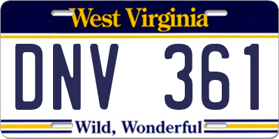 WV license plate DNV361