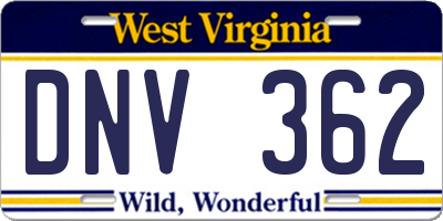 WV license plate DNV362