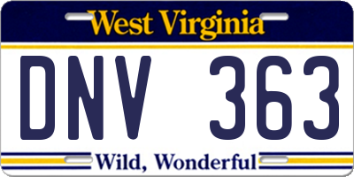 WV license plate DNV363