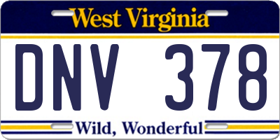 WV license plate DNV378
