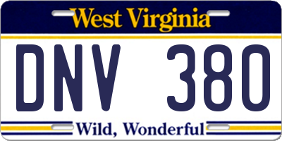 WV license plate DNV380