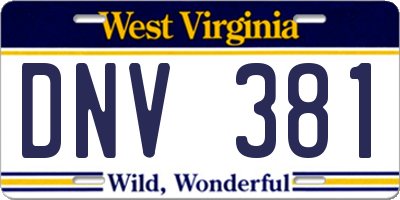 WV license plate DNV381
